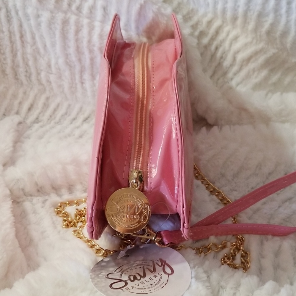 Savvy Travelers Smile Hi Clutch Pink Lips Purse - Picture 2 of 8